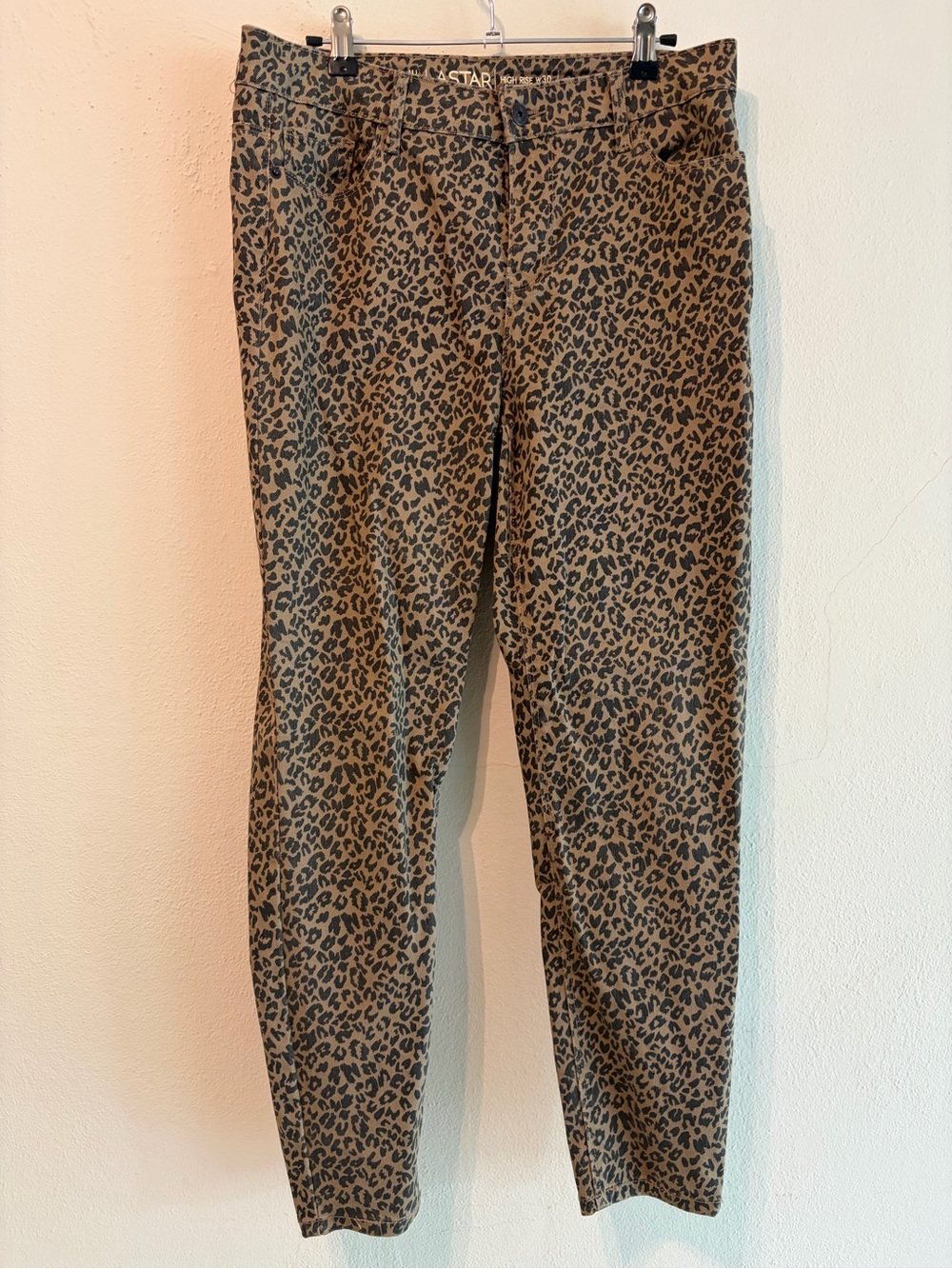Vanilla Star Leopard Print Denim Pants